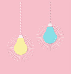 Hanging Light Bulb Icon Set Switch On Off Lamp