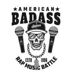 Rapper Skull Text American Badass Emblem