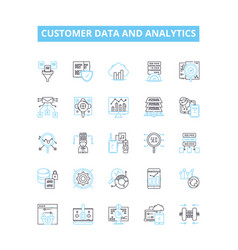 Customer Data And Analytics Line Icons Set