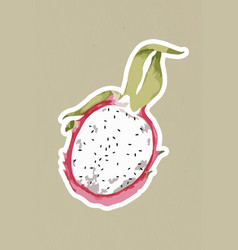 Half Of A Dragon Fruit Sticker With A White Border