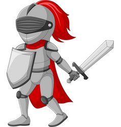 Cartoon Knight Holding A Sword And Shield