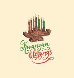 Kwanzaa Blessings Had Lettering Kinara