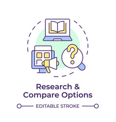 Research And Compare Options Multi Color Concept