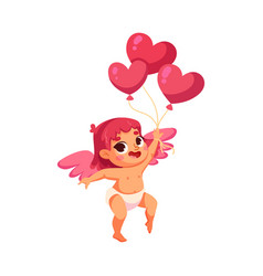 Cupid Baby Girl With Pink Wings Balloon