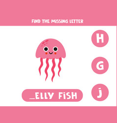 Find Missing Letter With Cute Jelly Fish Spelling