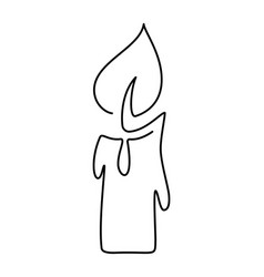 Hand Drawn One Line Burning Candle Icon