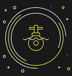 Line Submarine Icon Isolated On Black Background