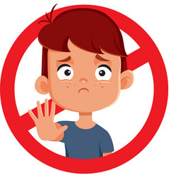 Sad Boy Making Stop Gesture In Forbidden Sign