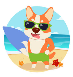 Character Cartoon Corgi Ready To Summer