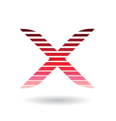 Rounded Striped Red Icon For Letter X