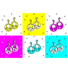 Set Earrings Icon Isolated On Color Background