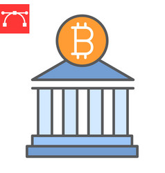 Bitcoin Bank Color Line Icon Building And Finance