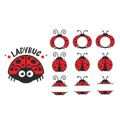 Cartoon Cute Black Polka Dot Red Ladybug Isolated