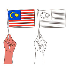 Flag Of Malaysia Is In The Hand Of A Man In Color