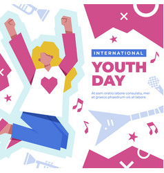 Flat International Youth Day Posts Set