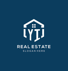 Letter Yi Logo For Real Estate With Hexagon Style