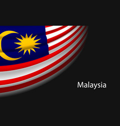 Wave Flag Of Malaysia On Dark Background Banner