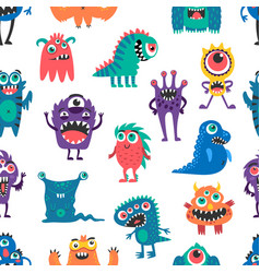 Cartoon Monsters Seamless Pattern Background