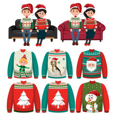 Christmas Set With Couple And Sweater Design