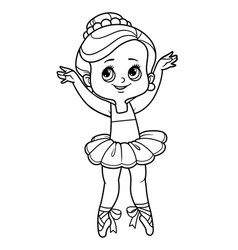 Cute Cartoon Ballerina Girl On Toes In Pointe