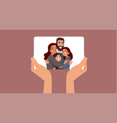 Hands Holding A Family Picture Cartoon