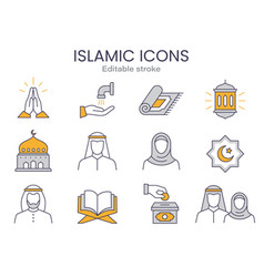 Arabic Icons Such As Islam Quran People Muslim