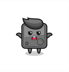 Safe Box Mascot Character Saying I Do Not Know