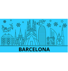 Spain Barcelona Winter Holidays Skyline Merry