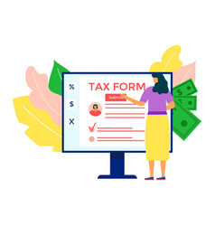 Woman Filing Electronic Tax Form Computer Screen