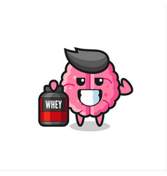 Muscular Brain Character Is Holding A Protein