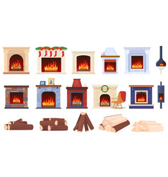 Set Home Fireplaces Wood Cozy Fire In House