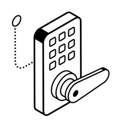 An Outline Isometric Icon Of Digital Lock