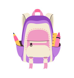 Colorful School Bag Flat Icon Backpack With