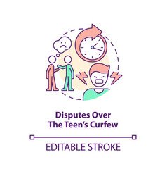 Disputes Over Teen Curfew Concept Icon