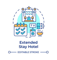 Extended Stay Hotel Multi Color Concept Icon