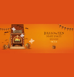 Halloween Horizontal Banner Design With Burning