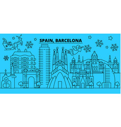 Spain Barcelona City Winter Holidays Skyline