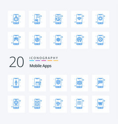 20 Mobile Apps Blue Color Icon Pack Like Bubble