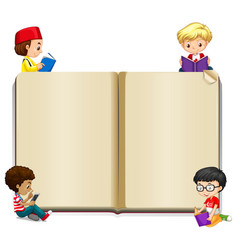 Blank book templates with kids Royalty Free Vector Image