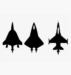 Set Of Fighter Aircrafts Falcons Silhouette