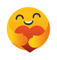 Care Emoji Hugging A Red Heart Colorful Design