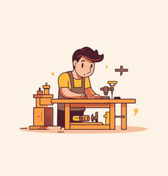 Coffee Shop Worker In Flat Cartoon Style