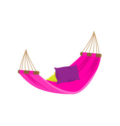 Colorful Purple Textile Hammock In Yard Home Pool