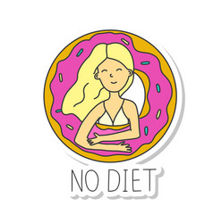 Girl With Donut Sticker No Diet