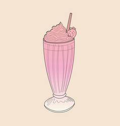 Pink Drink With Straw And Ice Cream