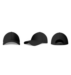 Realistic Black Baseball Cap Isolated On White