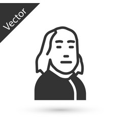 Grey Benjamin Franklin Icon Isolated On White