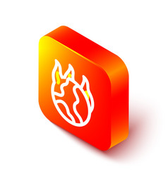 Isometric Line Global Warming Fire Icon Isolated