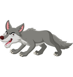 Cartoon Angry Wolf Isolated On White Background