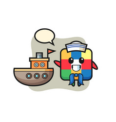 Character Mascot Rubik Cube As A Sailor Man